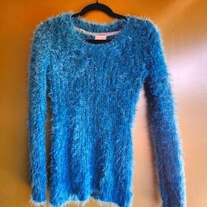 Maison Jules XS teal fuzzy long sleeve